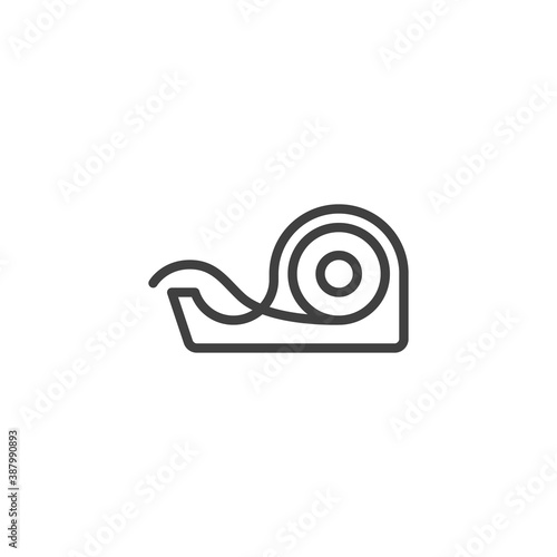 Desktop tape dispenser line icon. linear style sign for mobile concept and web design. Office adhesive tape outline vector icon. Symbol, logo illustration. Vector graphics