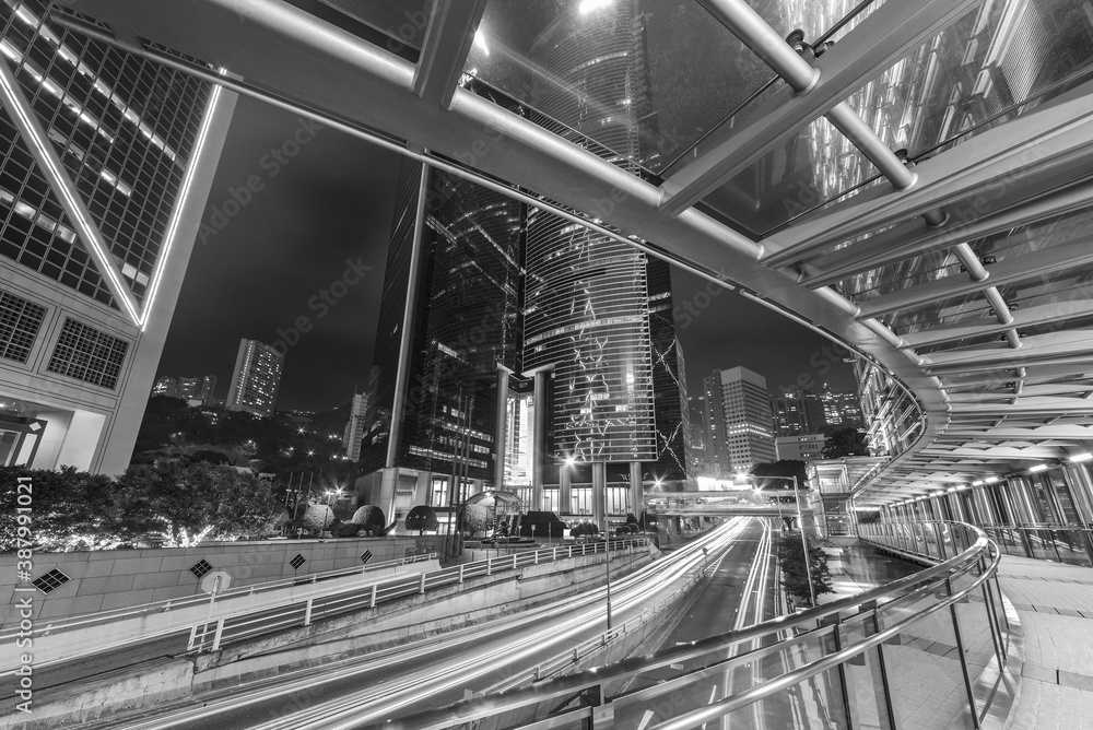 Fototapeta premium Downtown district of Hong Kong city at night
