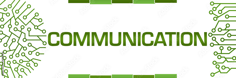 Communication Green Circuit Circular Left Right Banner Communication Green Circuit Circular Left Right Banner