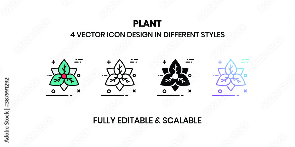 Plant Vector illustration icons in different styles