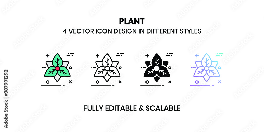 Fototapeta premium Plant Vector illustration icons in different styles