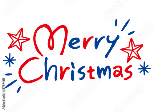 手書きのオシャレなメリークリスマスのロゴマーク／タイポグラフィ／レタリング／2色　 Merry Christmas characters