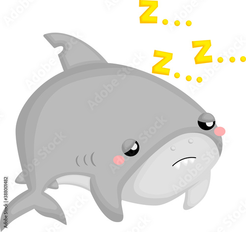 a vector of a cute shark with expression 