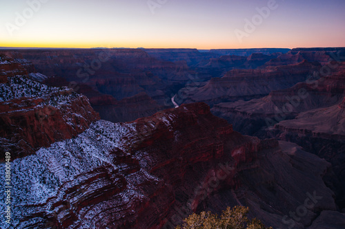 Grand Canyon in winter at dusk in USA