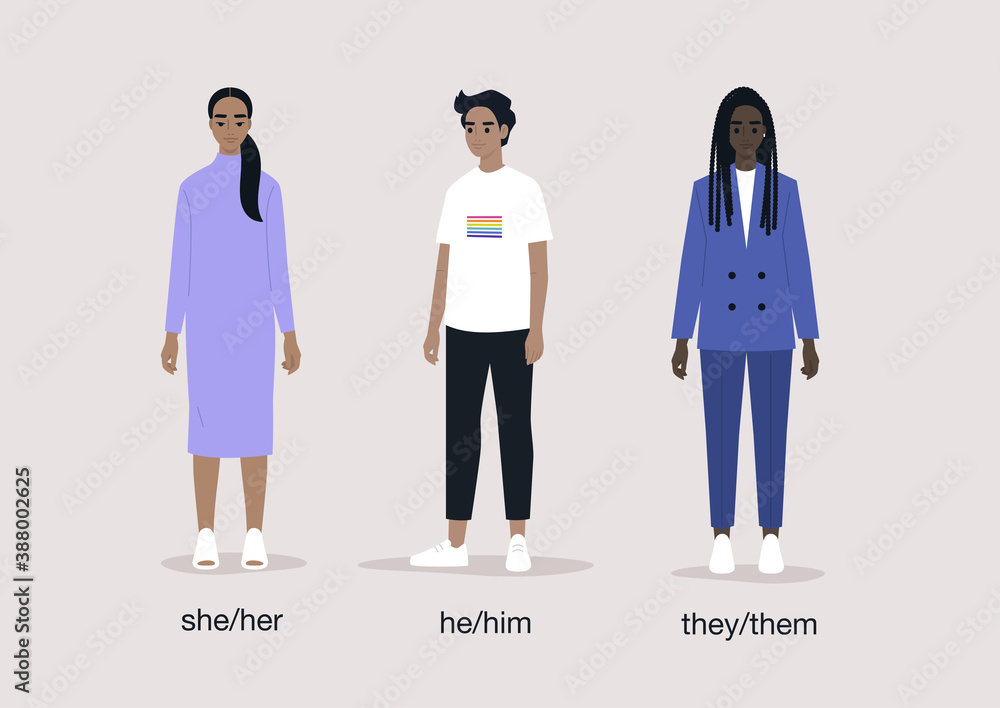 Gender pronouns, she, he, they, non-binary people rights, transgenders ...