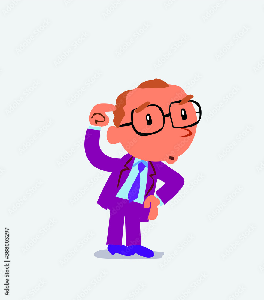  funny cartoon character of businessman doubting