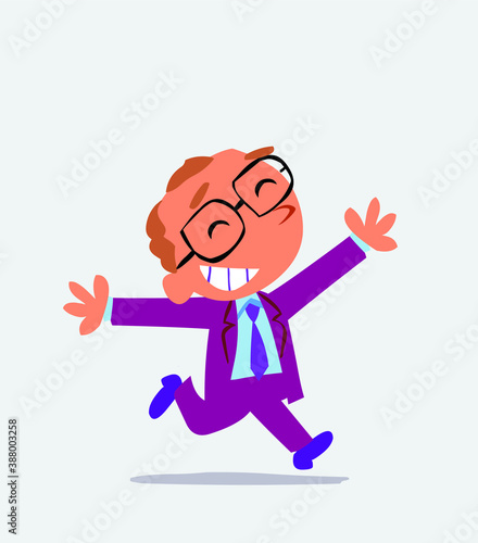 cartoon of businessman running euphoric