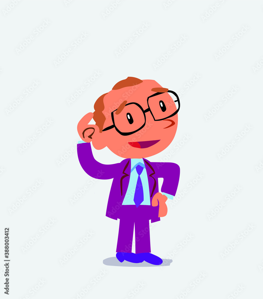 Thoughtful cartoon character of businessman scratching his head Thoughtful cartoon character of businessman scratching his head