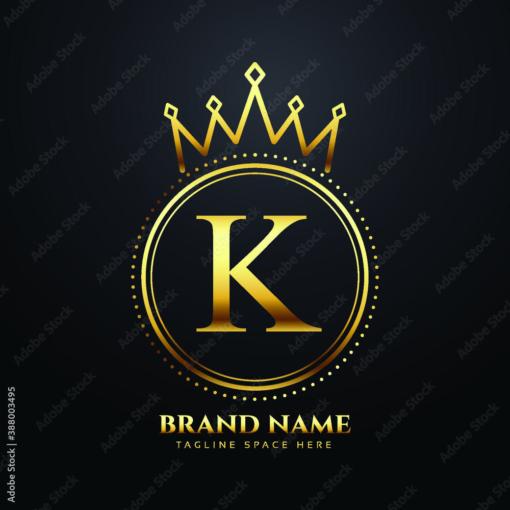 Letter K gold luxury crown logo concept Stock Vector Adobe Stock