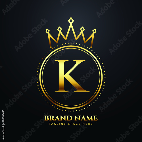 Letter K gold luxury crown logo concept