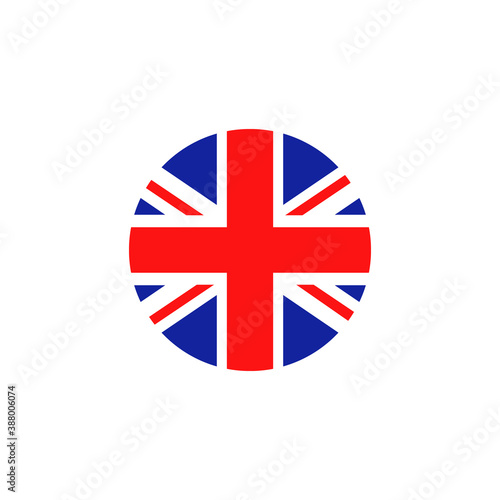 British round flag icon. National Great Britain circular flag vector illustration isolated on white. United Kingdom symbol.