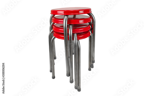 Stack chairs stainless on white background