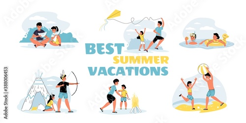 Elder brother younger sister enjoy best summer vacation. Children rest outdoor. Recreation on beach  in park or forest on fresh air. Healthy active lifestyle. Summertime leisure. Family scene set