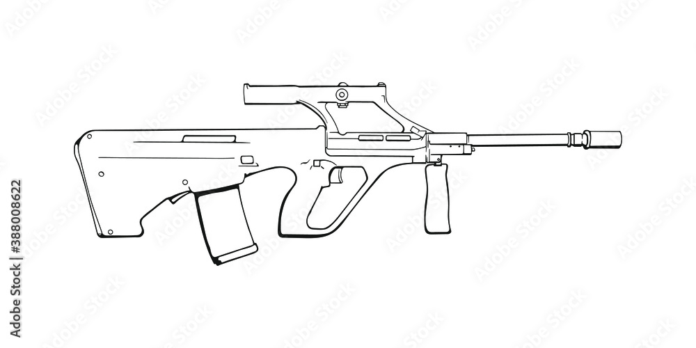 Assault rifle AUG. Vector outline Illustration Assault rifle AUG. Vector outline Illustration