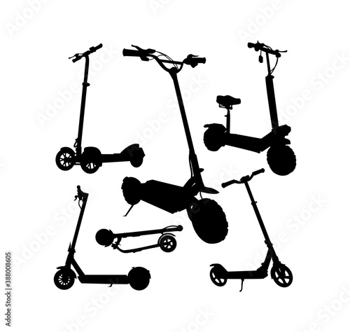 electric scooter silhouettes vector