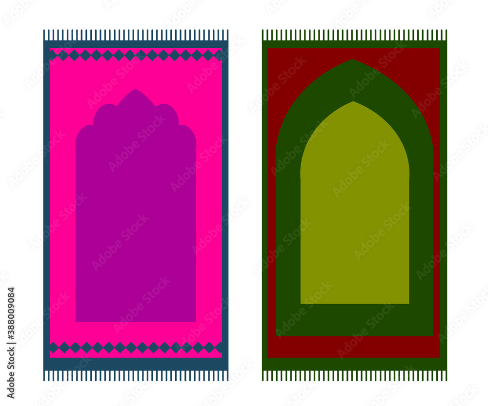 Prayer rug on a white background. Cartoon. Vector illustration. Stock