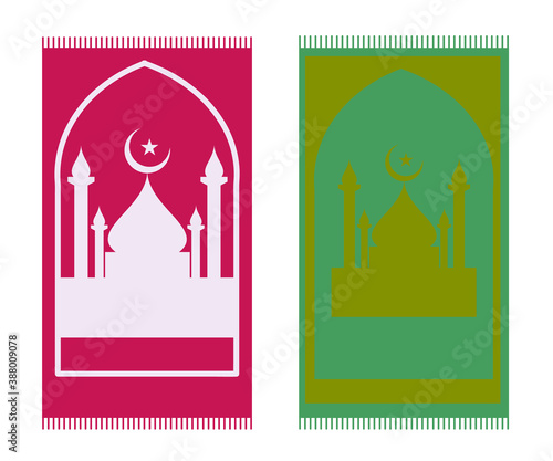 Prayer rug on a white background. Cartoon. Vector illustration.