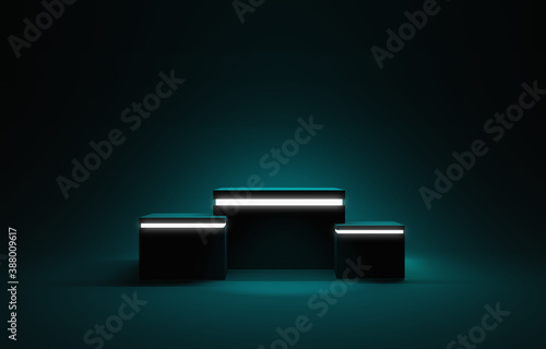 3d render of a podium, product display for commercial merchandise. Minimal 3d mockup, shop showcase with clean simple design. Mockup design for advertising and presentations.
