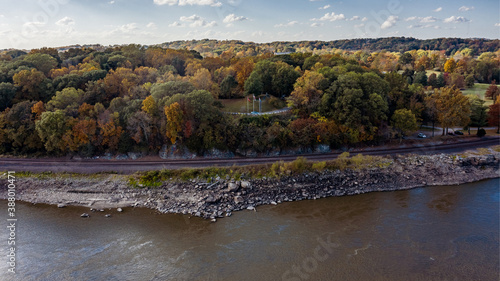 Mississippi River at Cape Girardeau Missouri. Fall 2020. Cape Rock