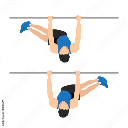 Man doing barbell windshield wipers exercise isolated on different layers flat vector illustration