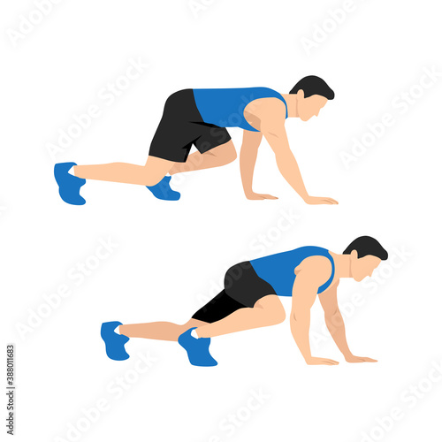 Art & IllustrationBear Crawl Exercise introduction step with healthy man. Illustration about workout position guideline.