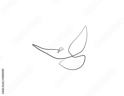 SINGLE-LINE DRAWING OF A DOVE. This hand-drawn, continuous, line illustration is part of a collection of artworks inspired by the drawings of Picasso. Each gesture sketch was created by hand. 