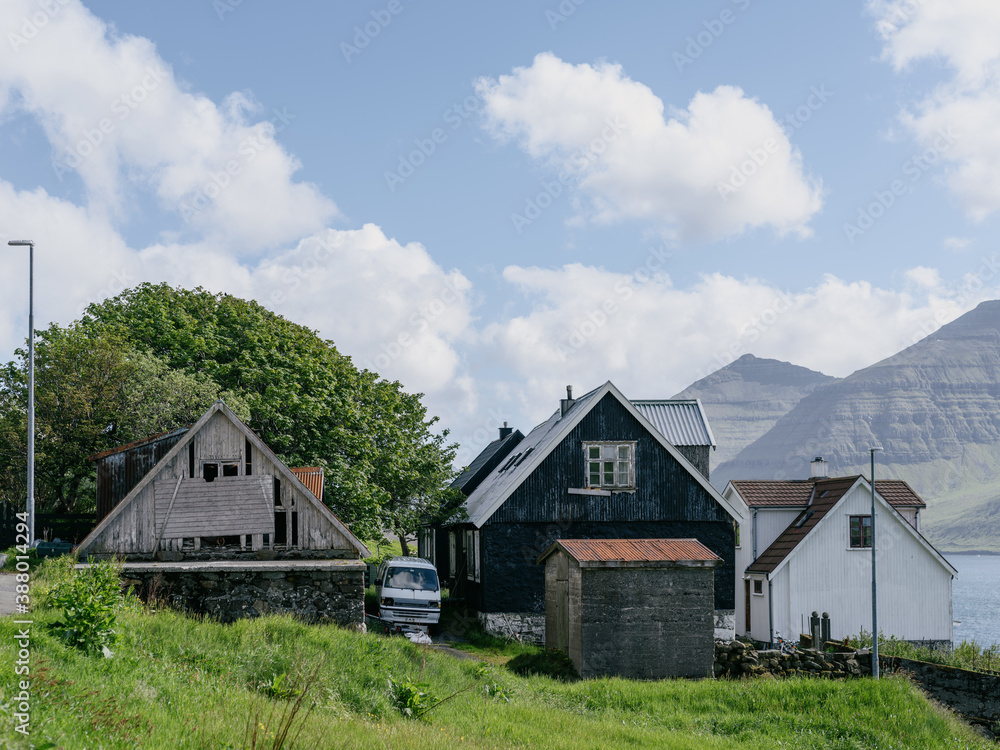 Fototapeta premium Kunoy village, Kunoy island, Faroe Islands.