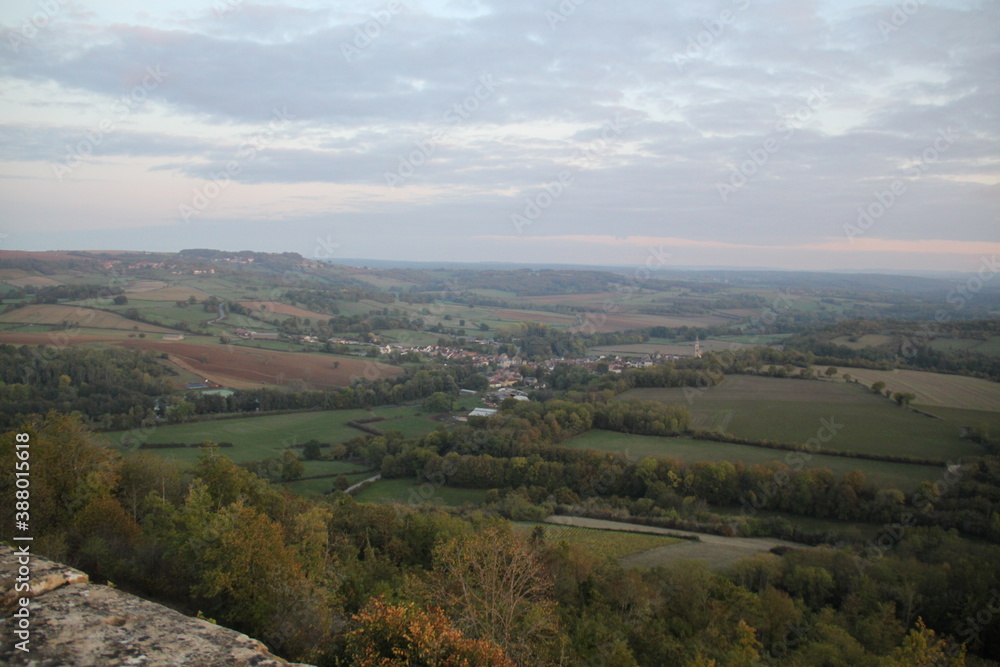 Panoramic view on the french countryside during fall 