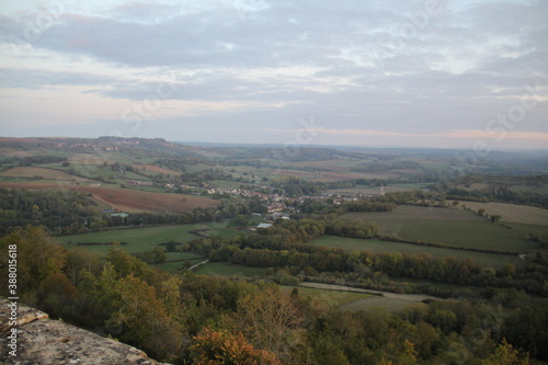 Panoramic view on the french countryside during fall 