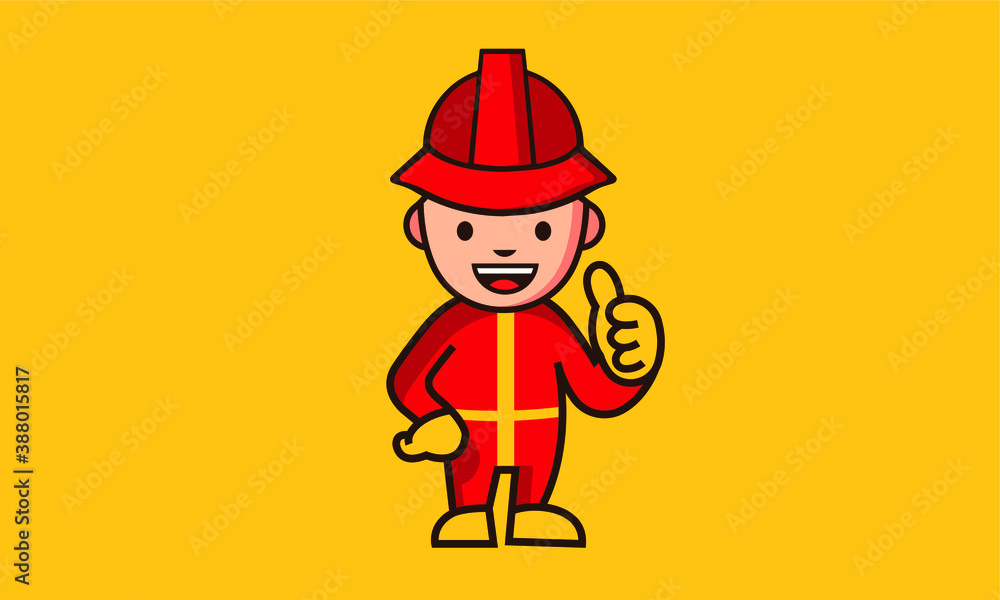 cartoon illustration of a firefighter