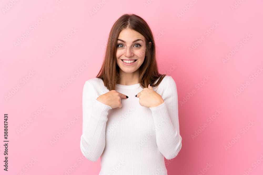 Young woman over isolated pink background with surprise facial expression Young woman over isolated pink background with surprise facial expression