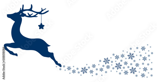 Rentier Mit Stern Schneeflocken Dunkelblau