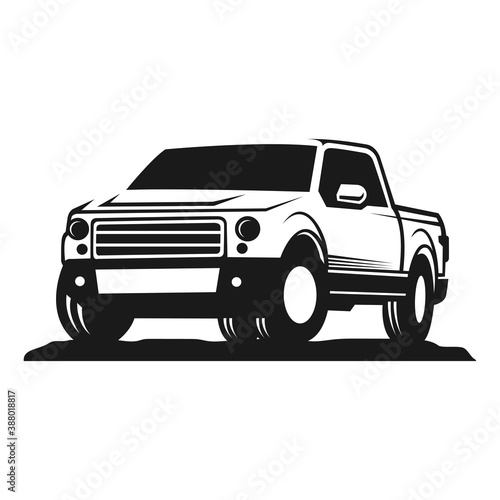 car pick up silhouette vector illustration. good for automotive, delivery or transportation industry logo. simple with dark grey color