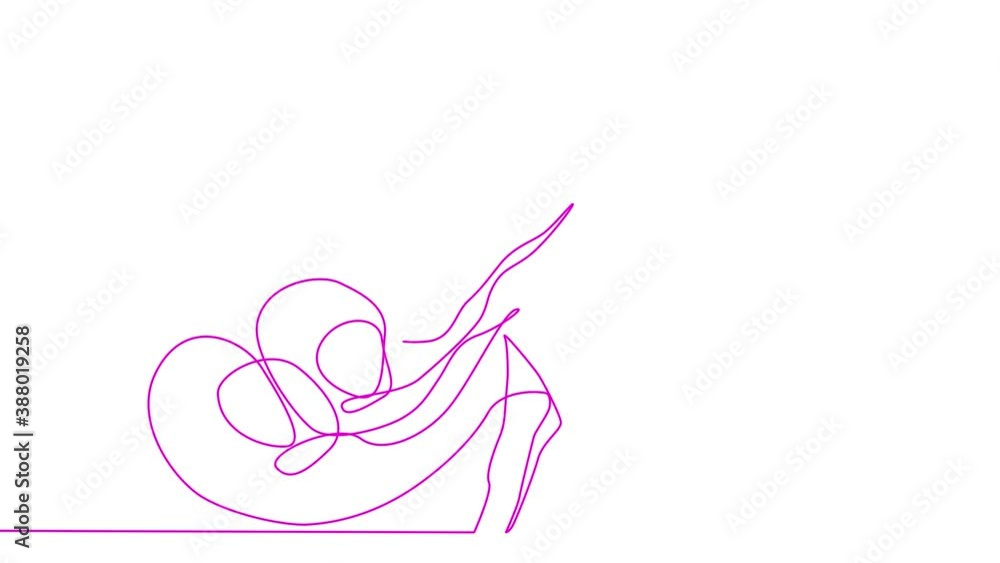 Self, drawing, animation continuous single drawn one line pregnant woman nursing woman hand-drawn picture silhouette. Line art Self, drawing, animation continuous single drawn one line pregnant woman nursing woman hand-drawn picture silhouette. Line art