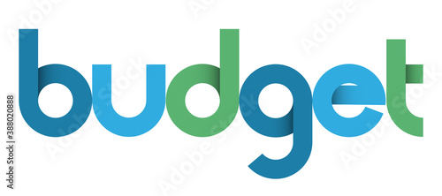 BUDGET blue and green vector typography banner