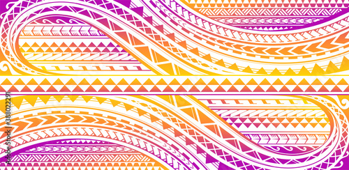 Polynesian style ornament colorful print