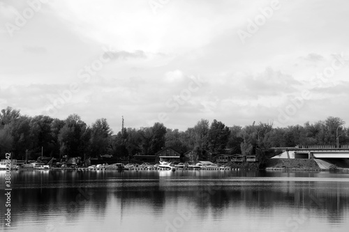 The landscape of the river inblack and white © Сергей Луговский