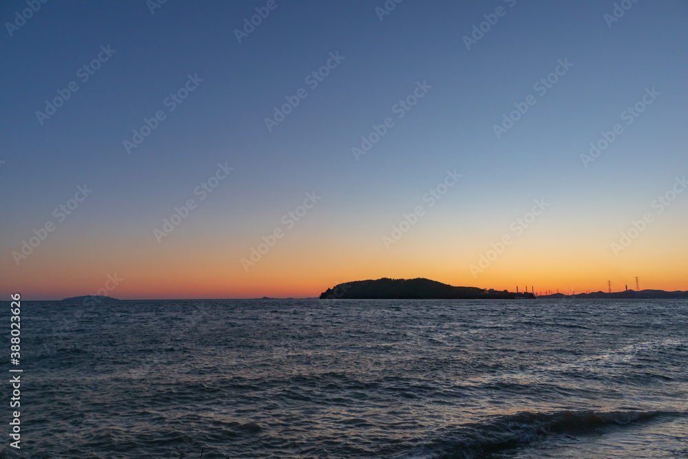 The scenery of the sea and sunset, Incheon, South Korea