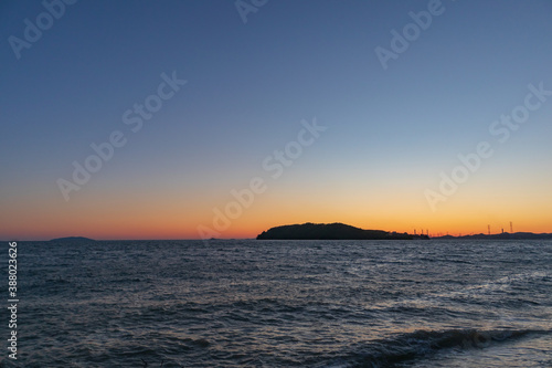 The scenery of the sea and sunset, Incheon, South Korea