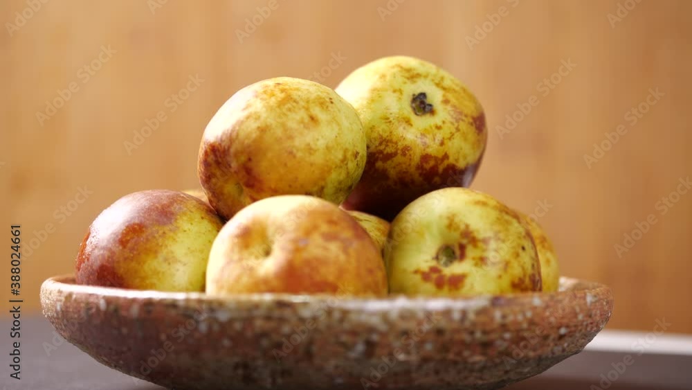 Fresh jujube rotate in slow motion Fresh jujube rotate in slow motion