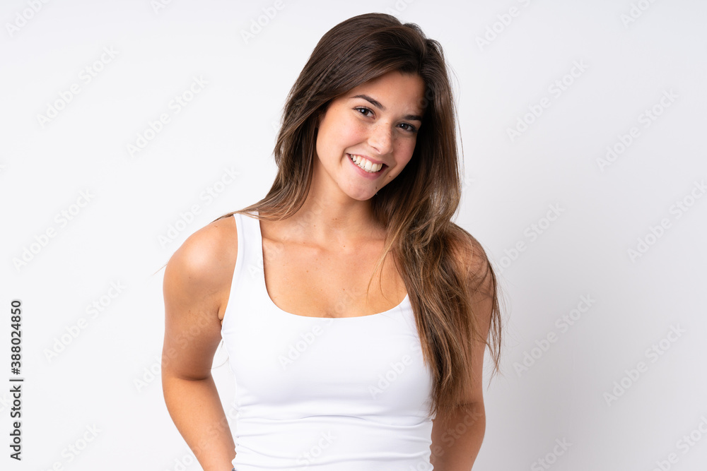 Portrait of pretty teenager Brazilian girl over isolated background Portrait of pretty teenager Brazilian girl over isolated background