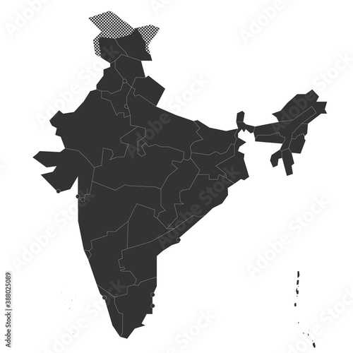 India - blank political map of administrative divisions