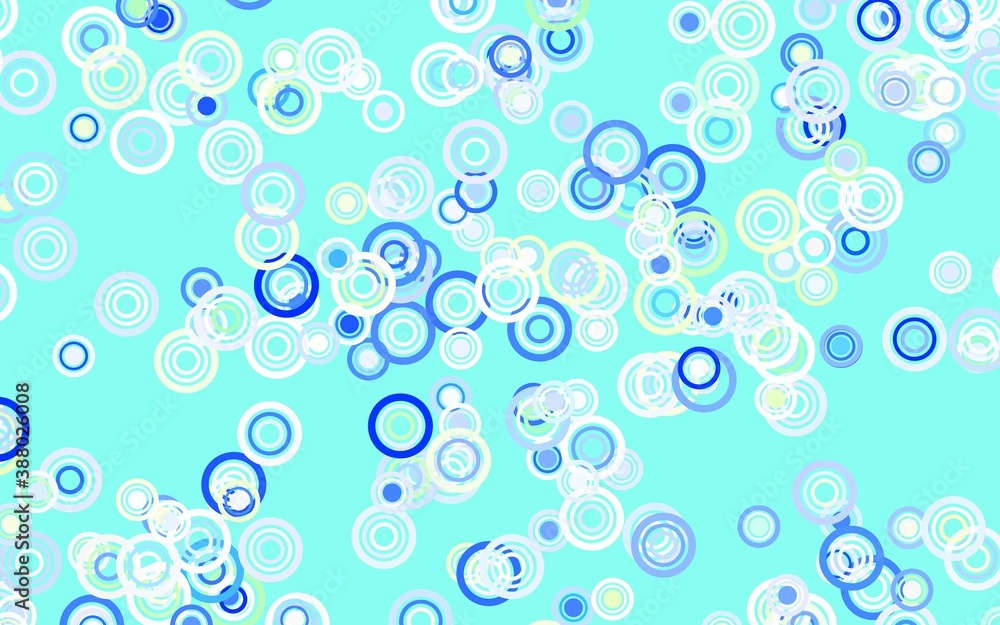 Light Green, Yellow vector background with bubbles.