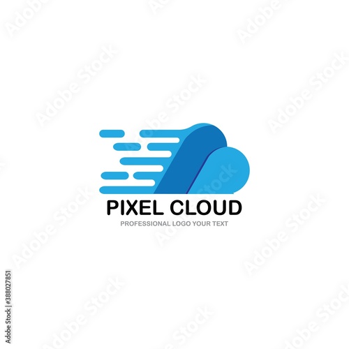 Modern Pixel Cloud logo designs concept vector, Cloud Tech logo template, Technology logo symbol icon template
