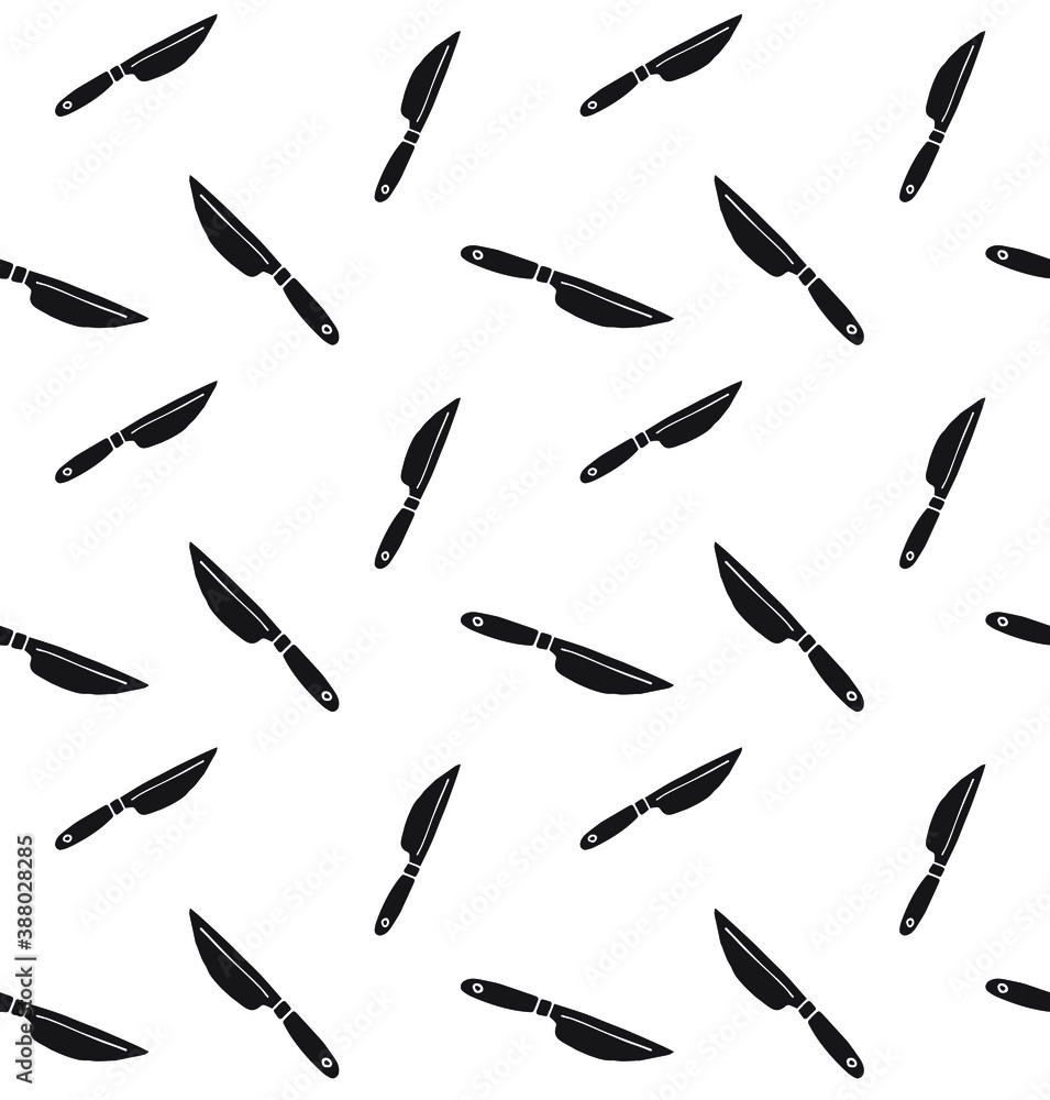 Vector seamless pattern of black hand drawn doodle sketch knife isolated on white background Vector seamless pattern of black hand drawn doodle sketch knife isolated on white background