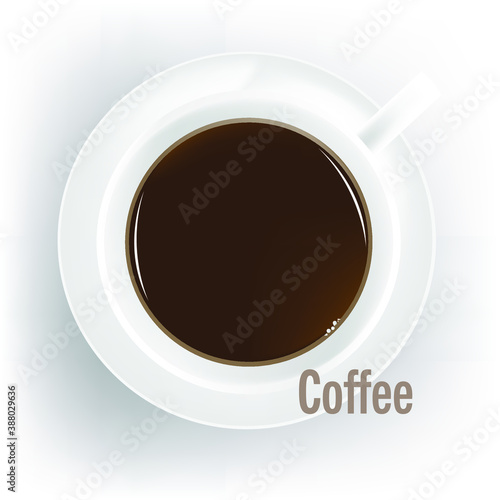 White coffee cup with coffee in the mug placed on a white background