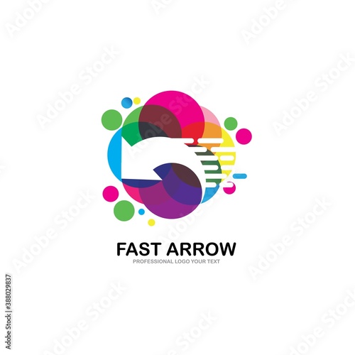 colorful fast arrow logo design template vector illustration
