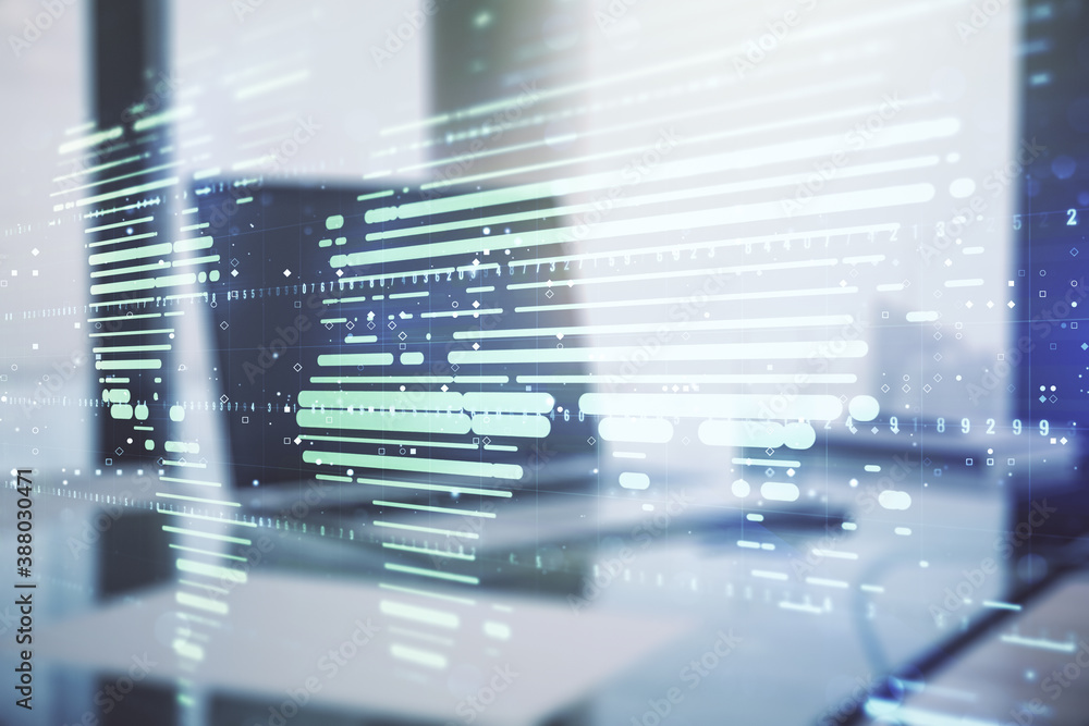 Double exposure of abstract digital world map on computer background, big data and blockchain concept Double exposure of abstract digital world map on computer background, big data and blockchain concept