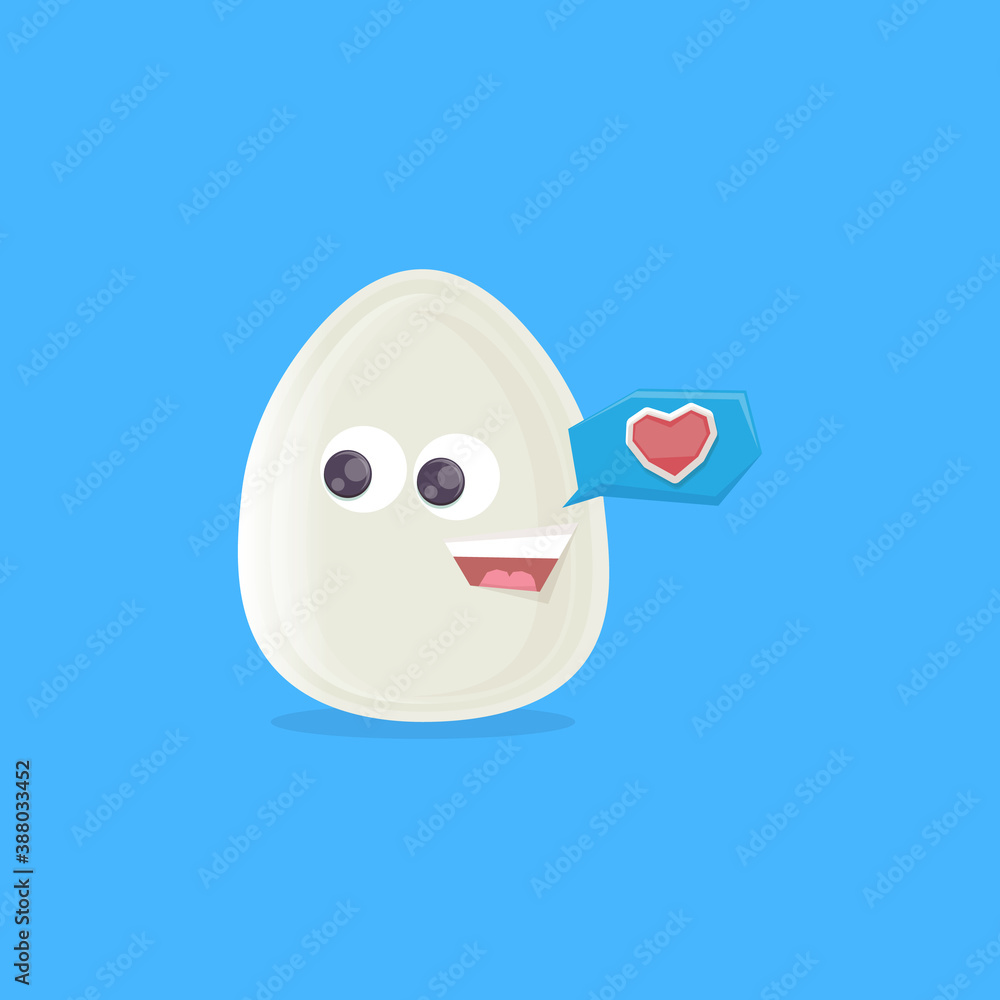 vector funny cartoon egg character isolated on blue background. funky smiling cool white egg sticker vector funny cartoon egg character isolated on blue background. funky smiling cool white egg sticker