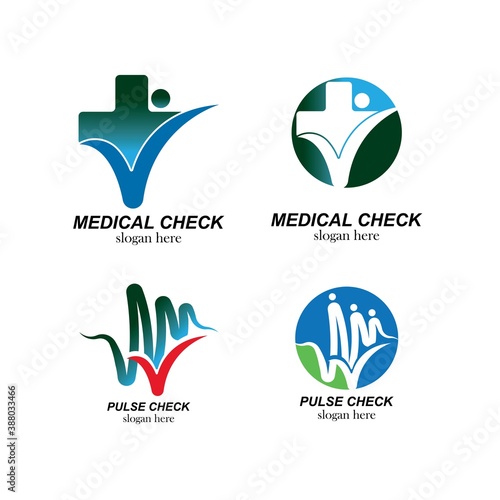 Medical check logo template vector illustration design 